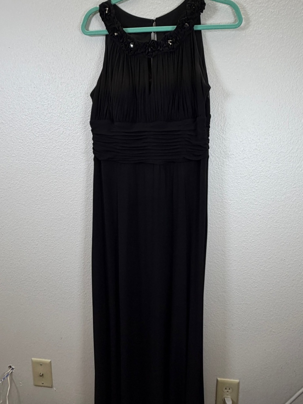 Dress Barn Black Embellished High-Neck Pleated Maxi Dress